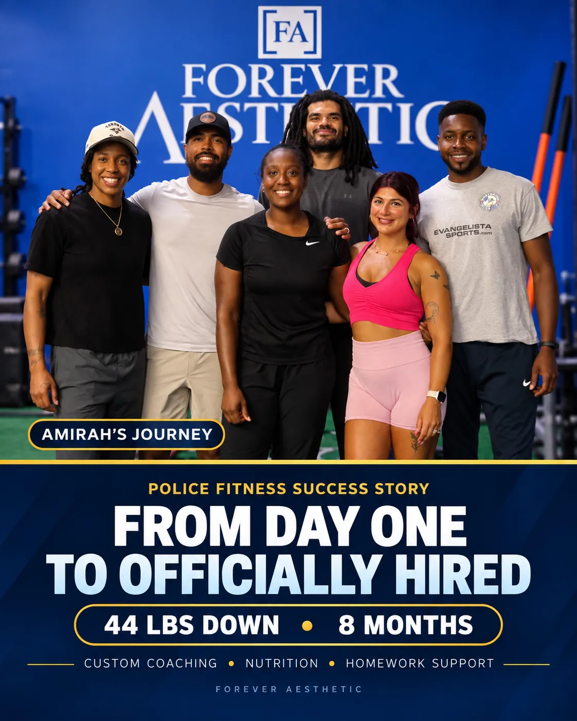 Amirah with her coaches at Forever Aesthetic