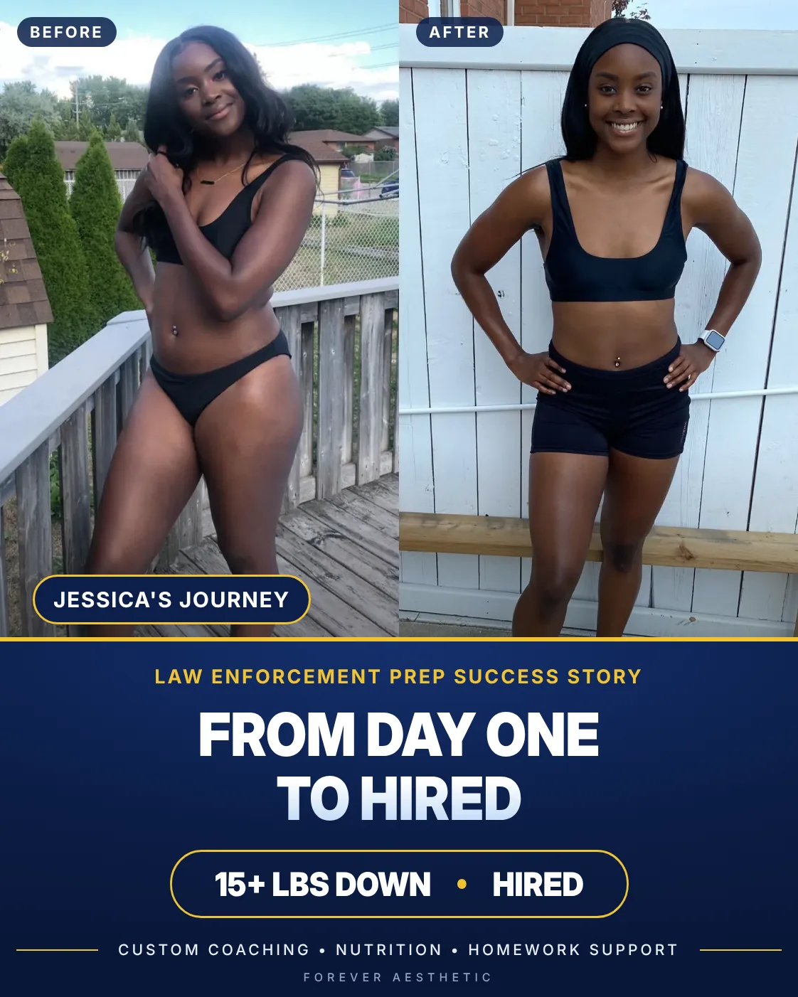 Jessica's before and after photos: 15+ lbs down and hired