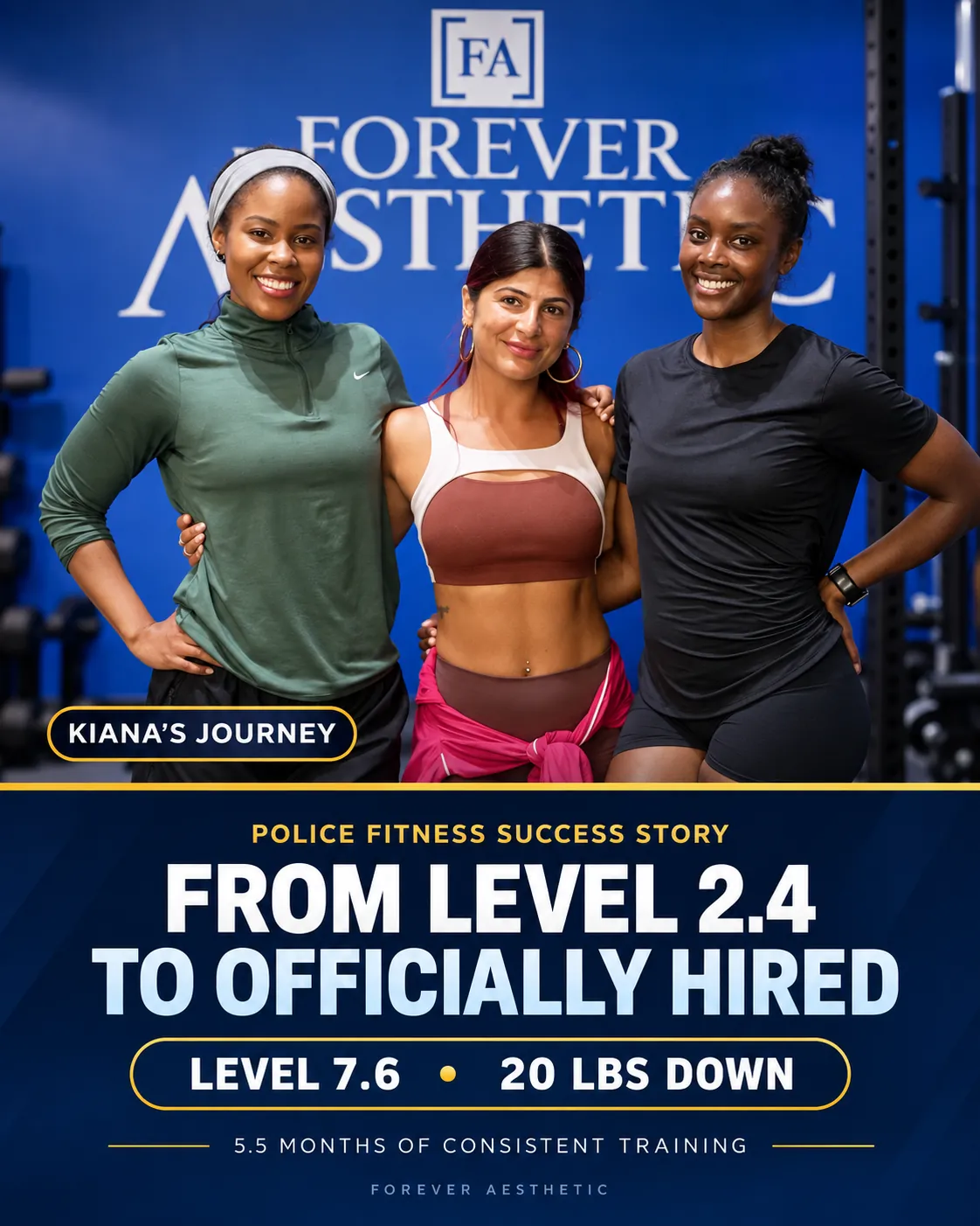Kiana with her coaches at Forever Aesthetic